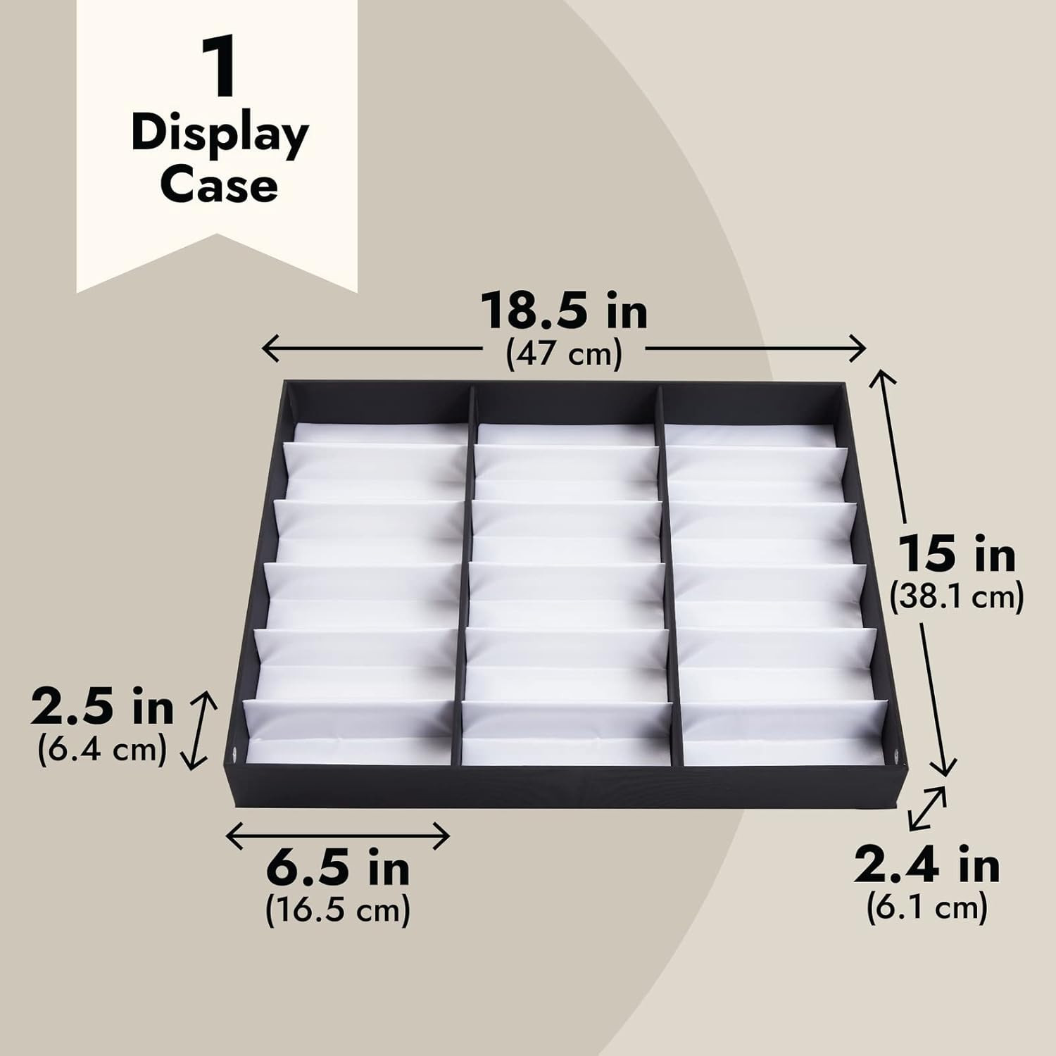 18-Slot Sunglass Organizer & Sunglasses Case – Black 18.7 X 14.9 X 2.4 in – Eyeg