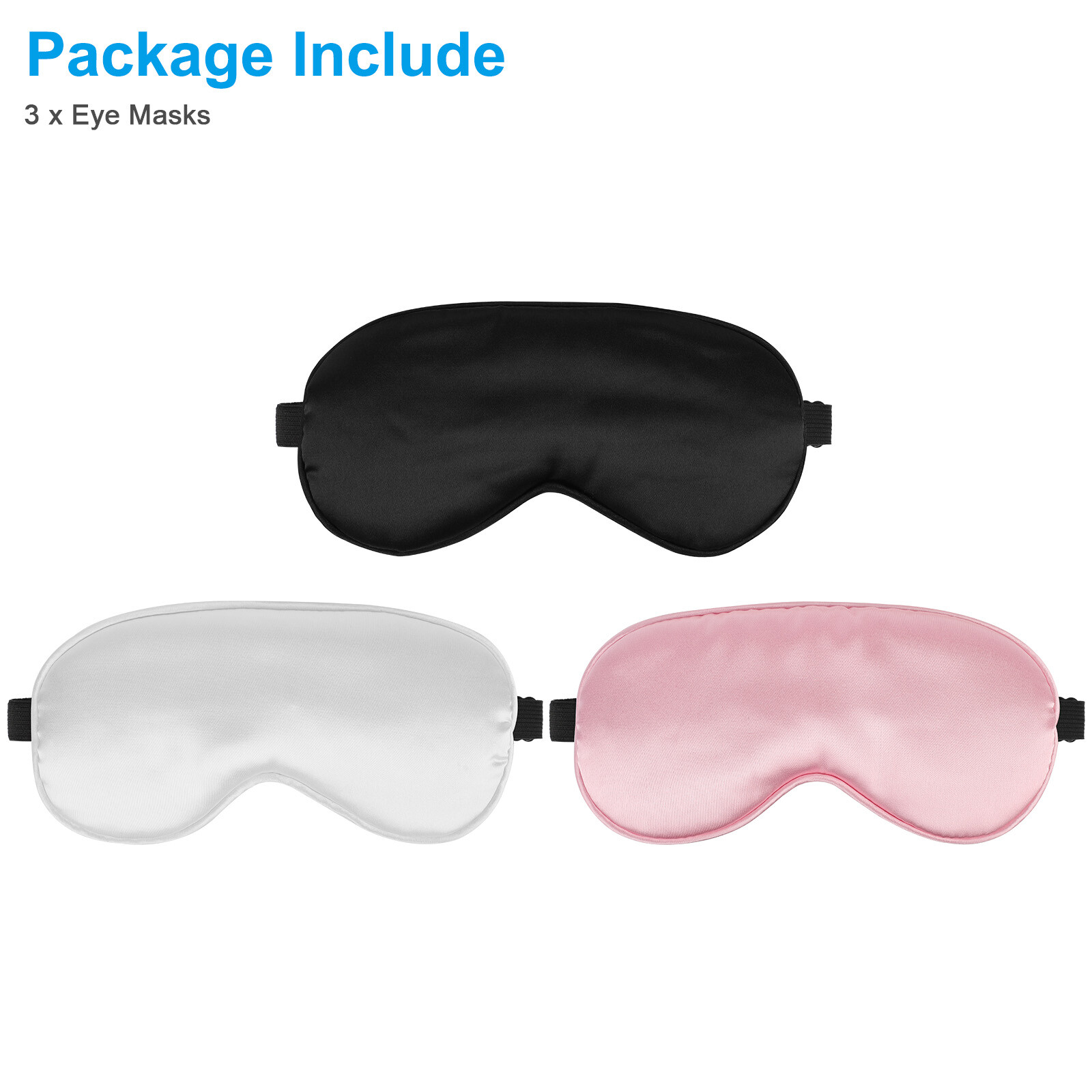 3Pcs Travel Silk Eye Mask Sleeping Soft Padded Shade Cover Blindfold for Women