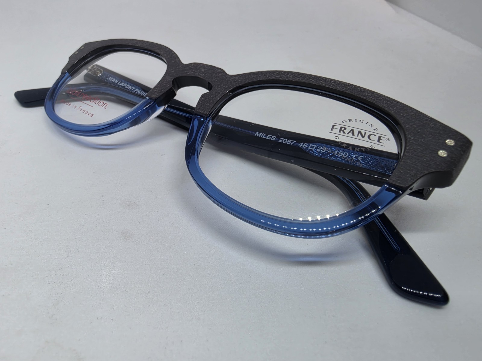 JEAN LAFONT PARIS MILES 2057 WOOD BLUE EYEGLASSES NEW AUTHENTIC FRANCE