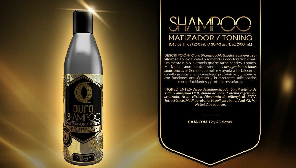 Ouro Shampoo Matizador Rubio y Platinado Toning Blonde & Silver Hair 8.45oz 