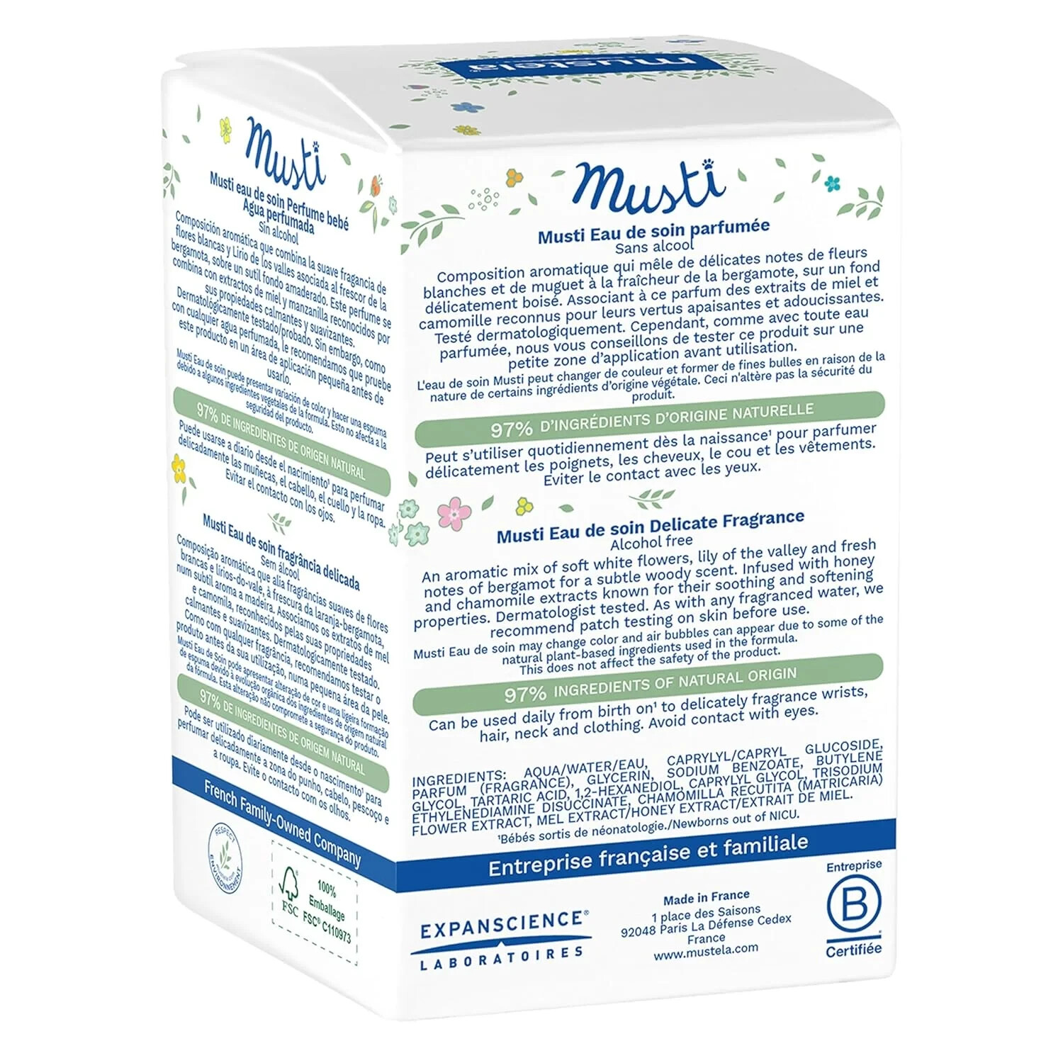 Mustela Musti Eau de Soin Perfume 1.69oz / 50ml Exp 04/2026