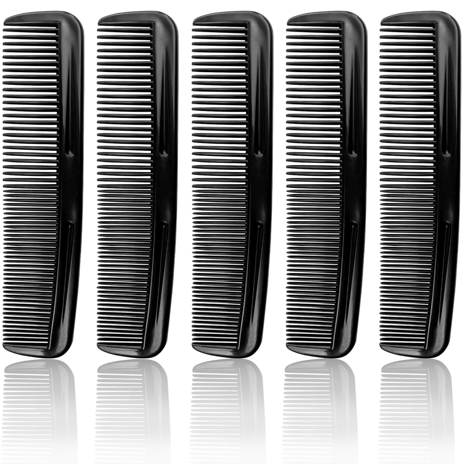 Black Pocket Comb Set – 5PCS, Sturdy Comb with round Teeth for Men’S Beard, Must