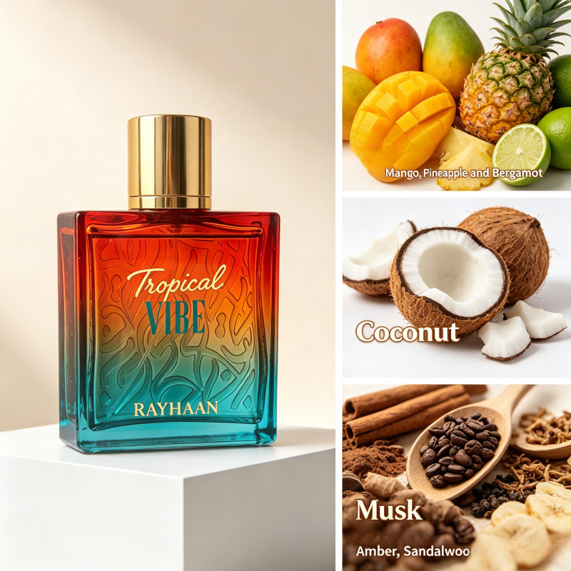 Tropical Vibe – Fruity,Floral,Woody – Eau de Parfum Spray,for Everyone, 3.4oz.