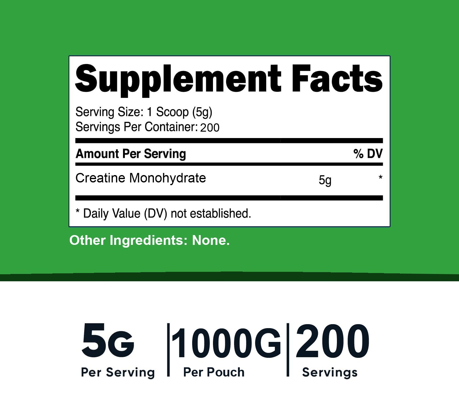 Creatine Monohydrate 100% Pure Powder 1000g (2.2 lb) Micronized