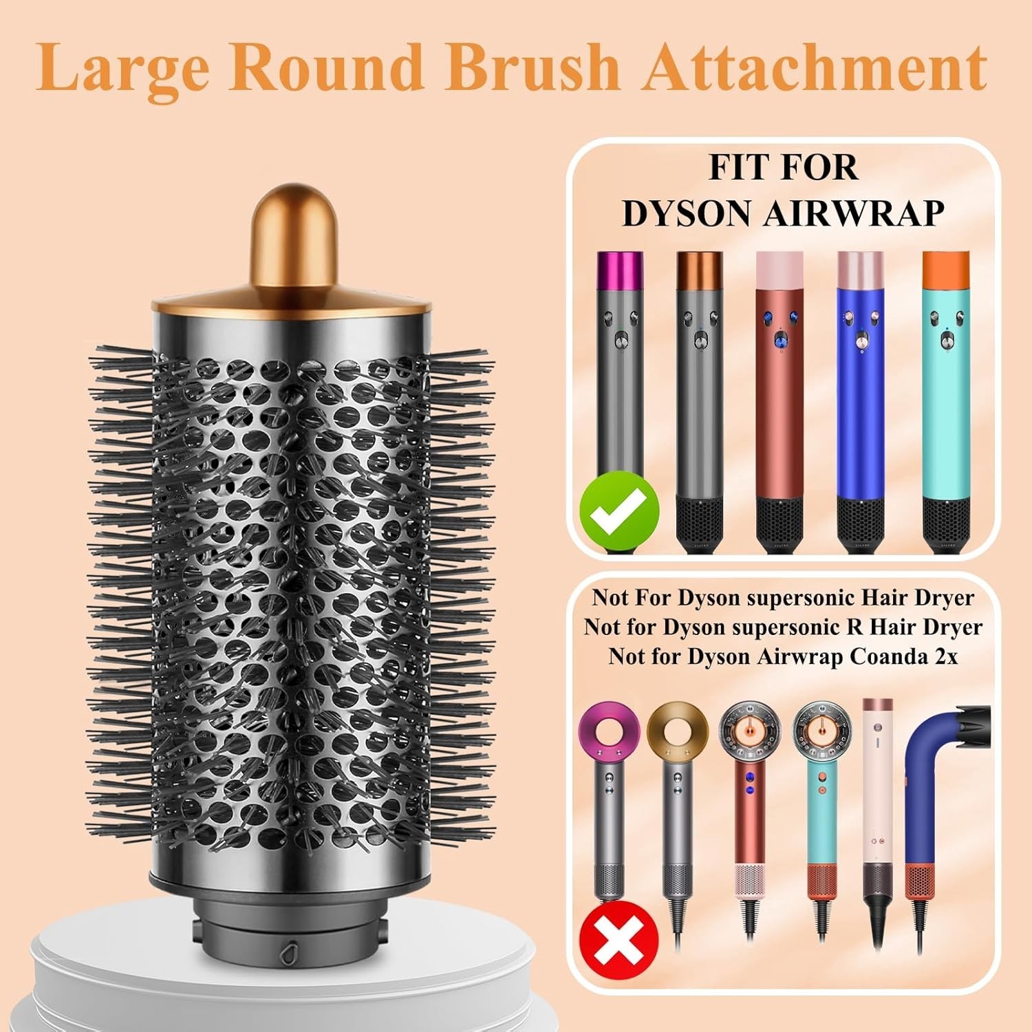 Genuine Dyson Airwrap Round Volumizing Brush Attachment, Nickel/Copper