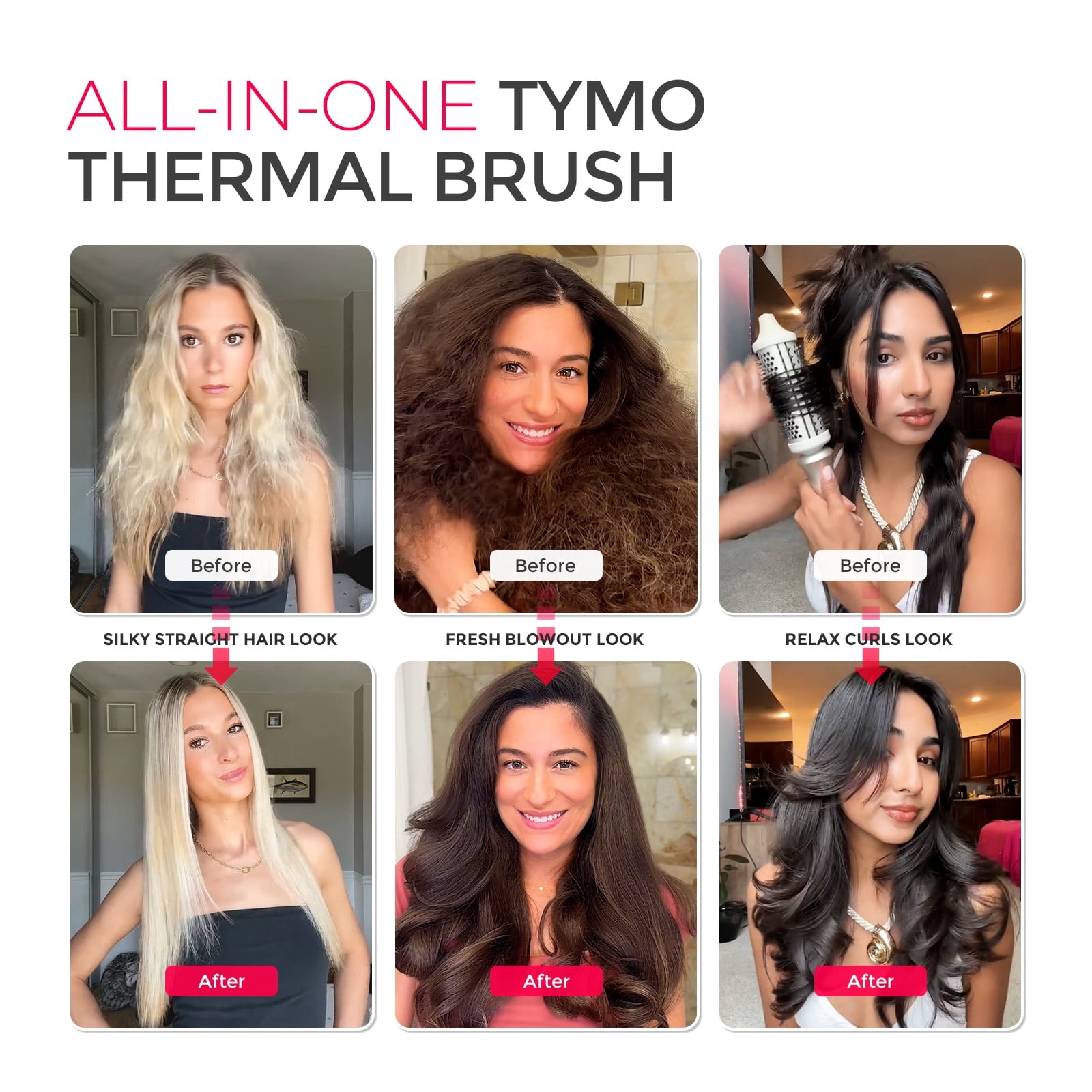 TYMO STYLUX Heated Round Brush, 3-in-1 Styling Tool with 1.7-Inch Ceramic