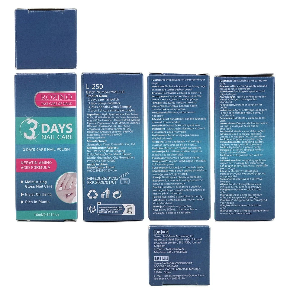 3 Days Nail Care Nail Nourishing Oil Nail Strengthener for Damaged Hydrate Nails