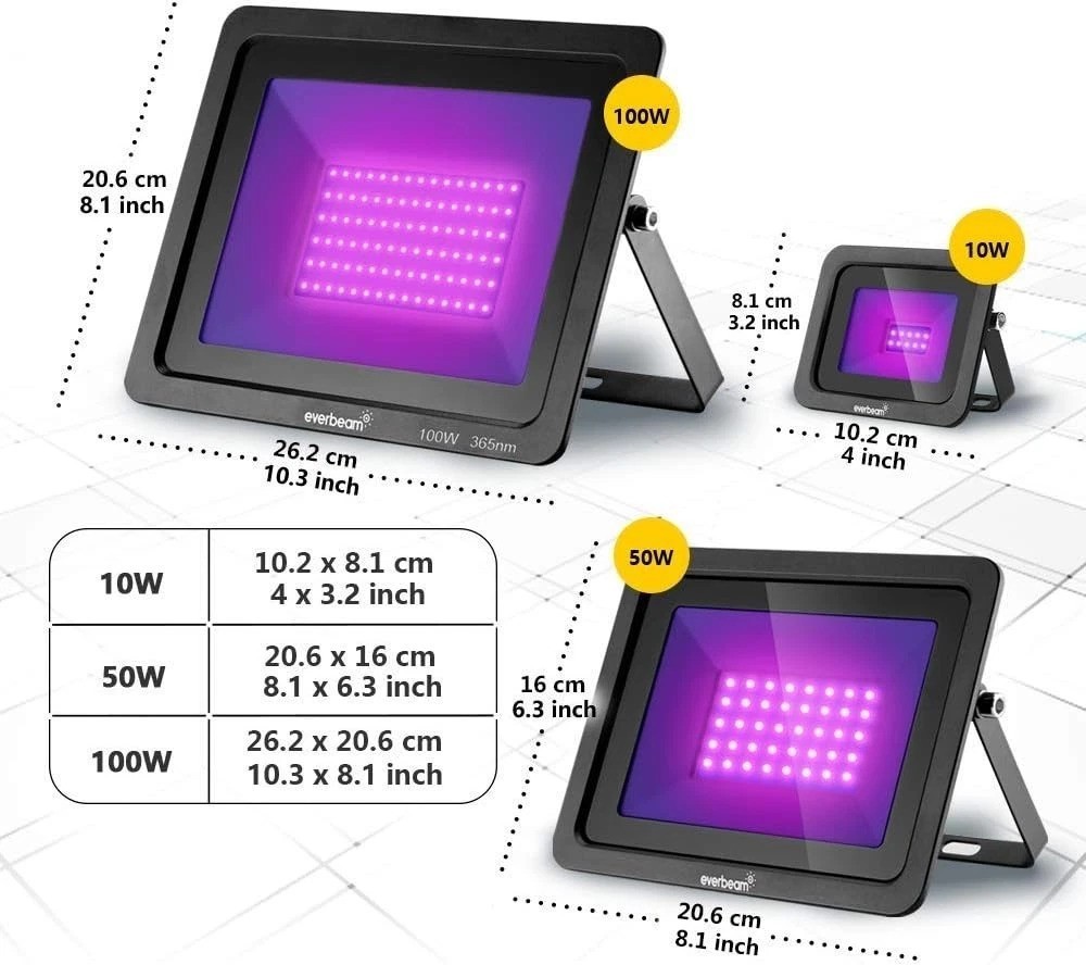 Durable 100W 365nm UV LED Black Light – Perfect for Indoor and Outdoor Use