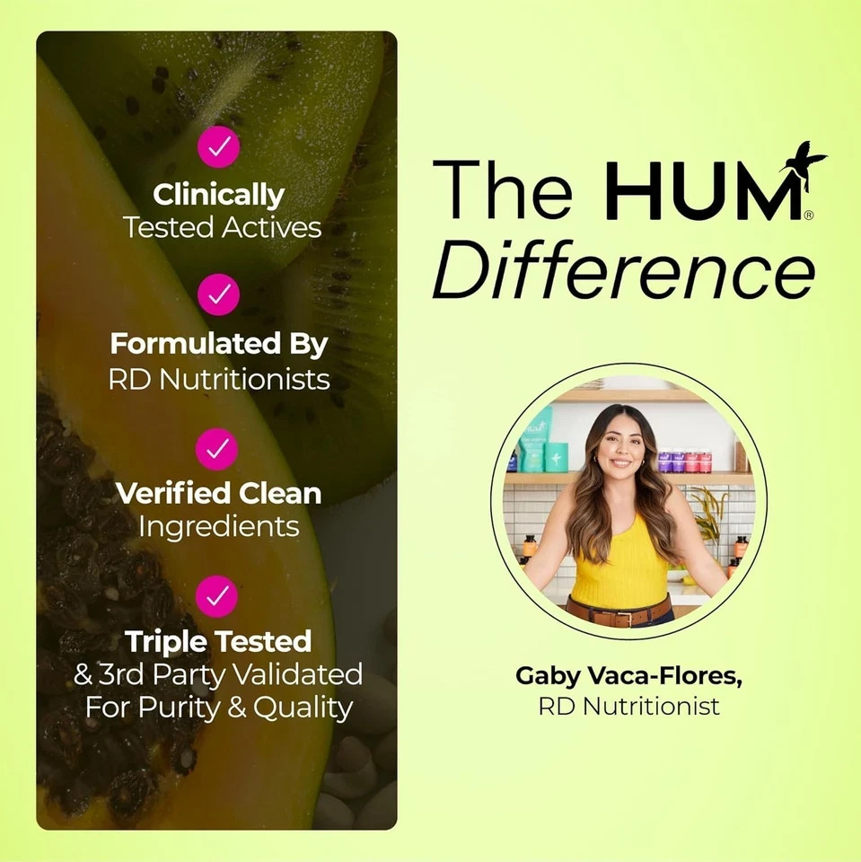 HUM Flatter Me Extra Strength Digestive Enzymes 60 Servings Free Shipping US