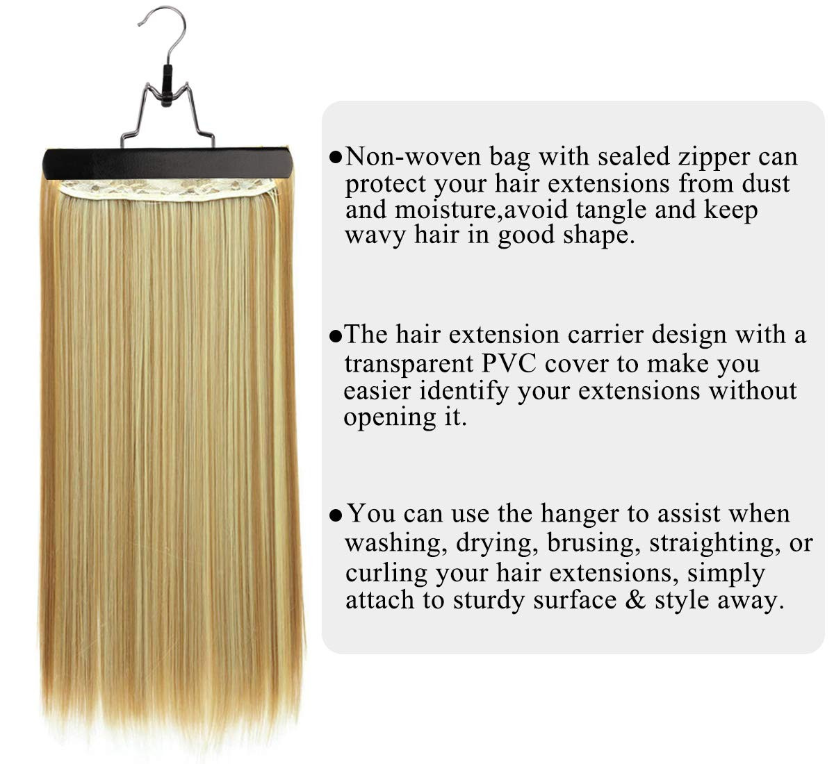 2 Pack Hair Extension Storage Bag Hair Extension Hanger Strong Holder Dust-Proof