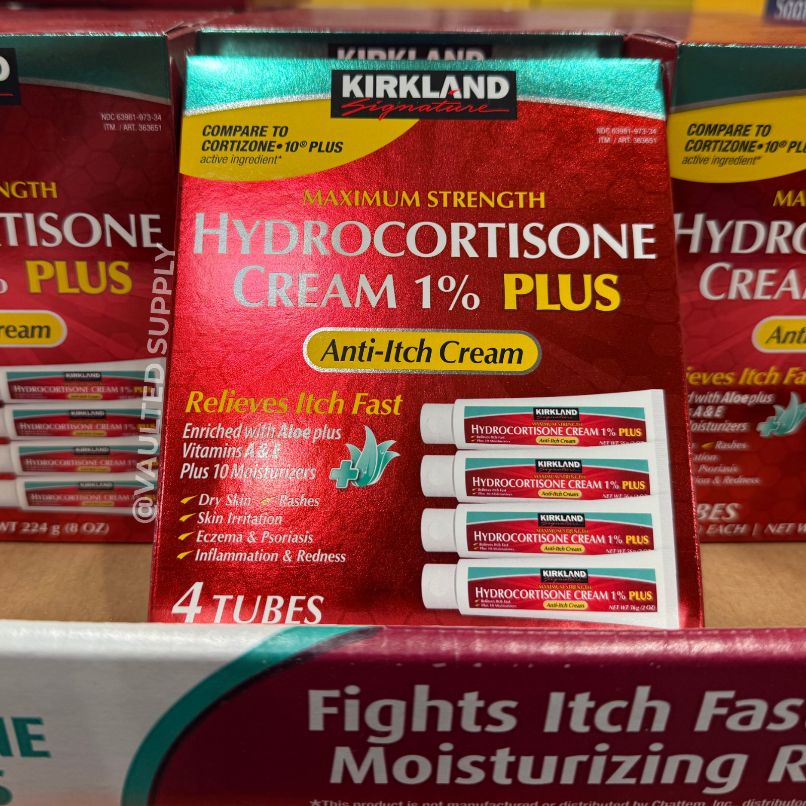 Kirkland Hydrocortisone Cream 1% PLUS 8 Tubes 2oz Each Max Strength Anti-Itch