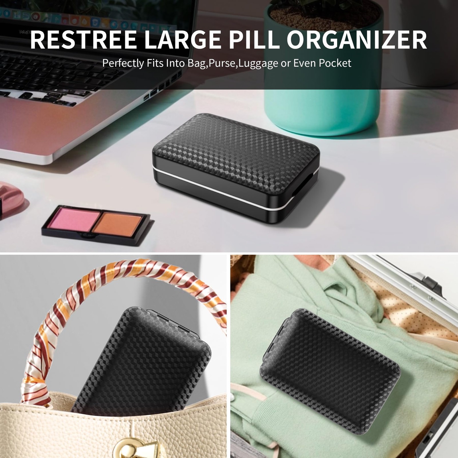Weekly Pill Organizer 8 Compartment, [Triple Seal Magnetic Lock] Travel Pill …