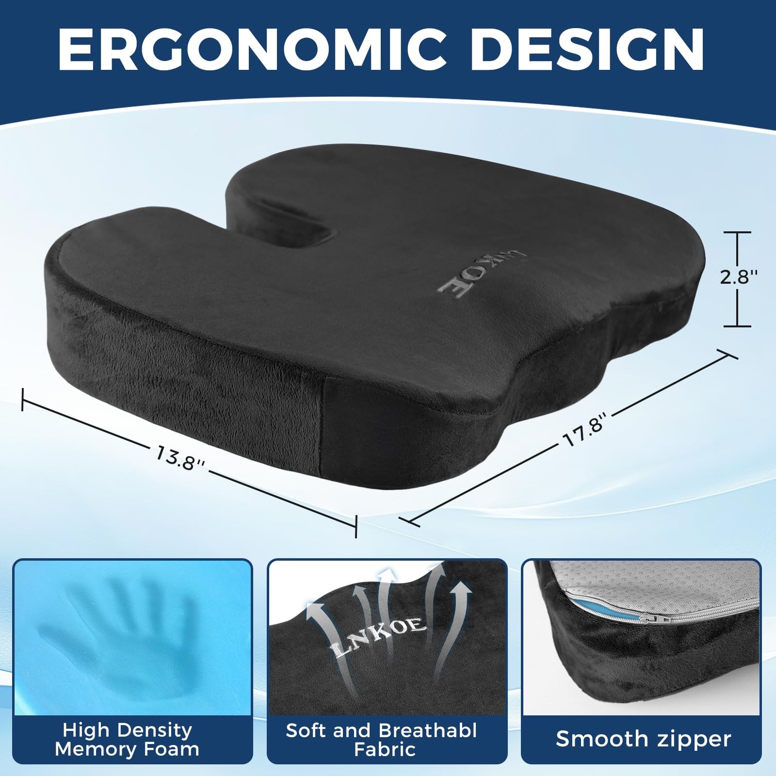 Gel Memory Foam Layer Wheelchair Cushion Wheelchair Office Chair, Kitchen Ch…