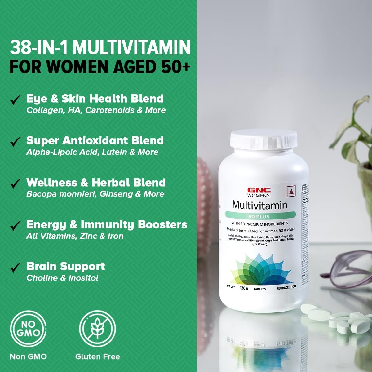 GNC Women’s Multivitamin 50 Plus | 120 Tablets | 38 Premium Ingredients