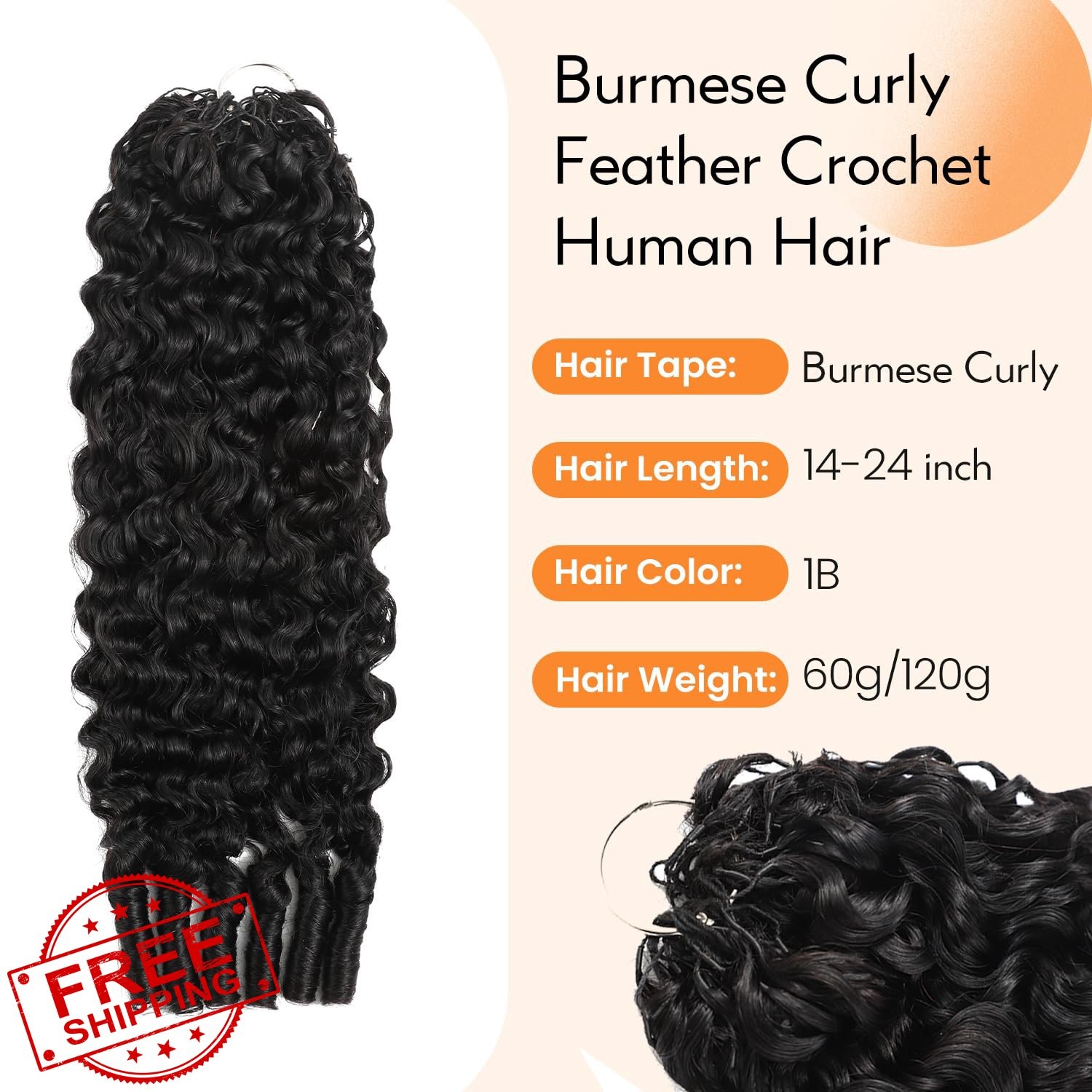 Jolanly 1B 18 Inch-60g Burmese Curly Crochet Hair
