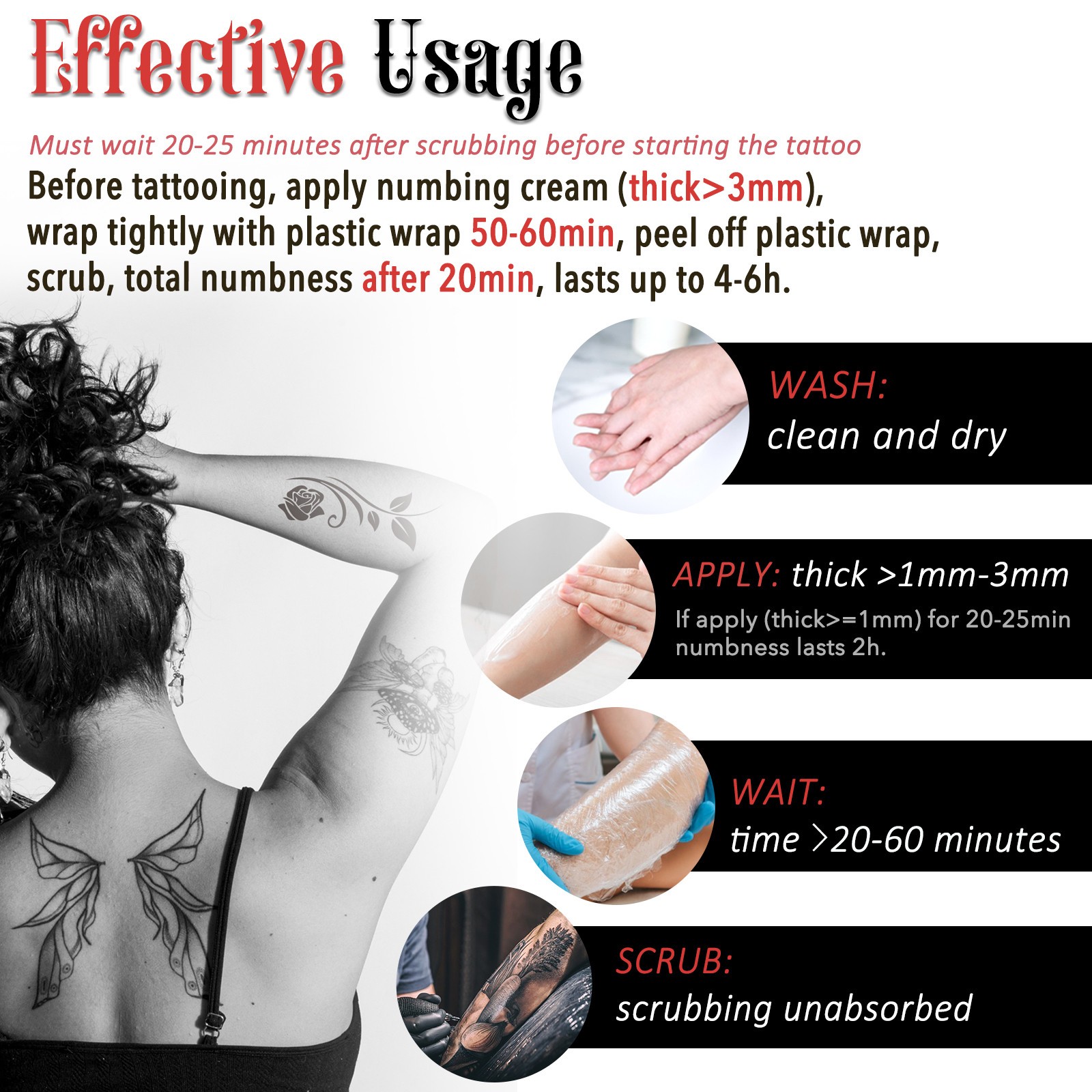 60G Lidocaine Cream, 4-6 Hours Soothing Pain Relief Tattoo Cream