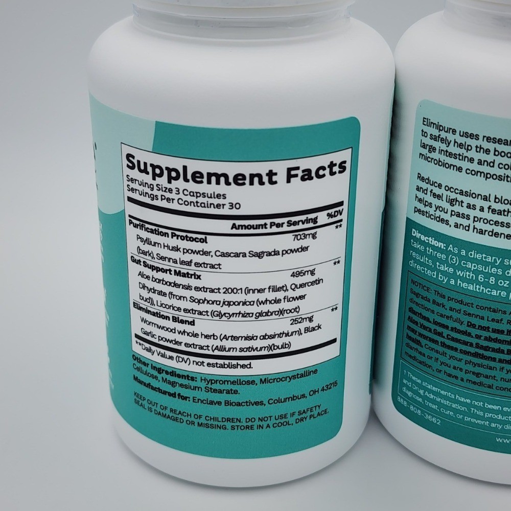 1-3 bottles Elimipure Gut Cleanse ~ Restore Supplement 90 capsules hot sealed