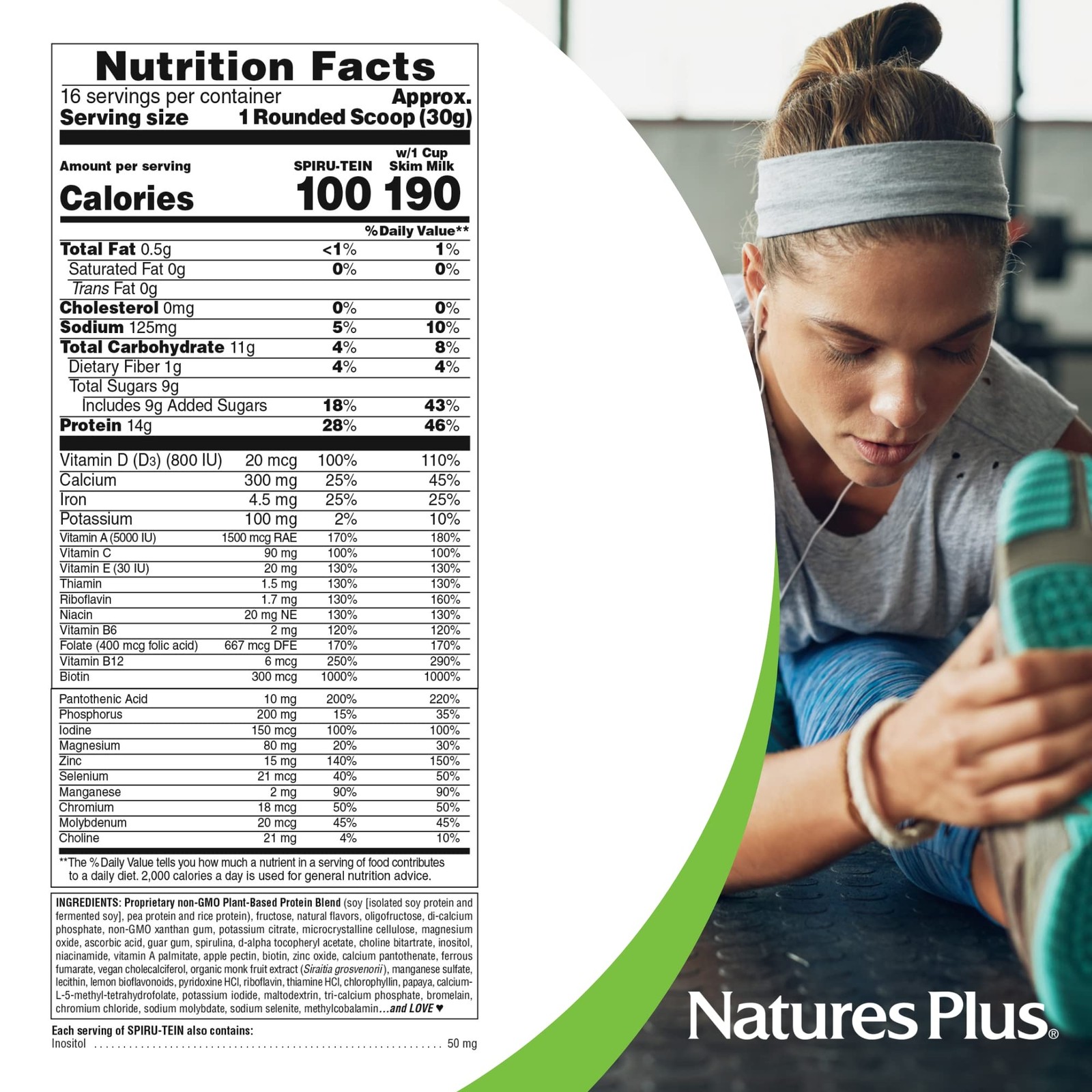 NaturesPlus SPIRU-TEIN, Vanilla – 1.06 lbs – Spirulina Pound (Pack of 1)