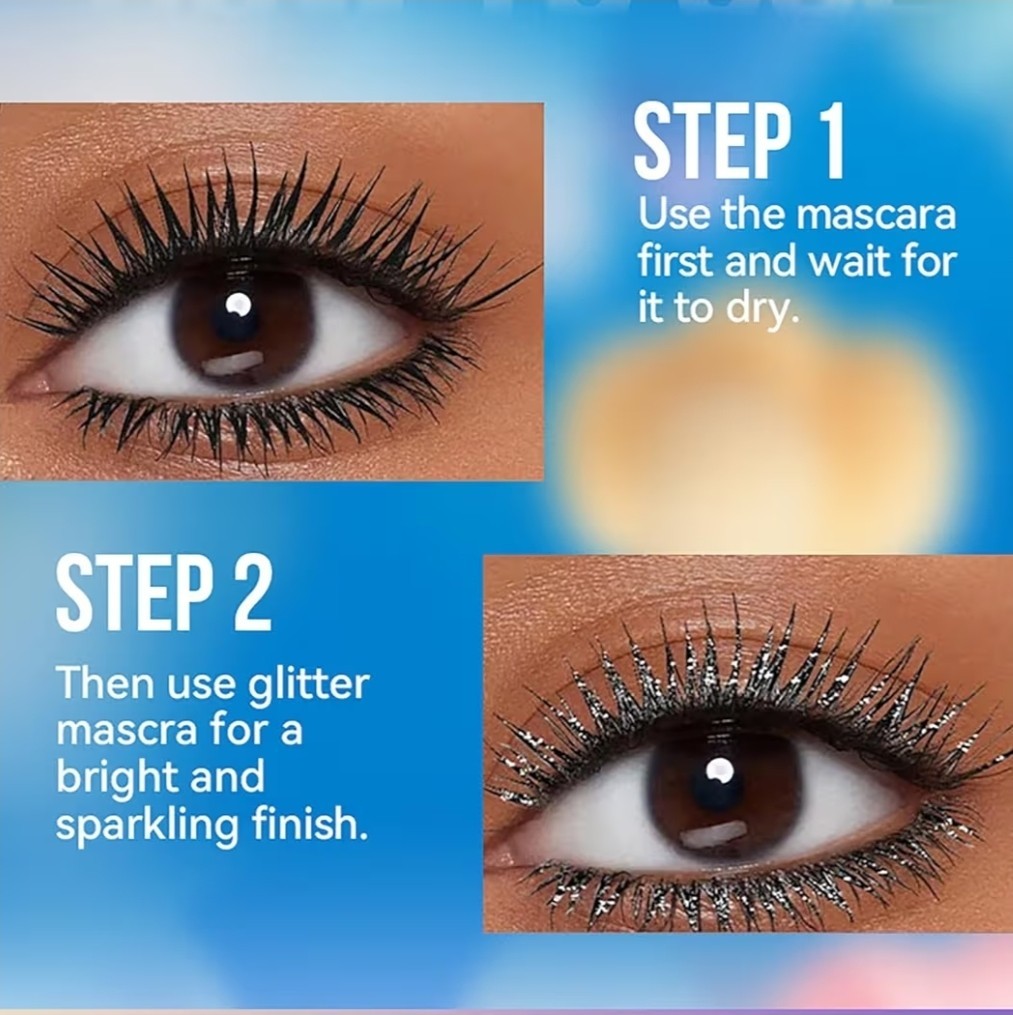 MLSMILE Glitter Liquid Mascara Waterproof Long Lasting 6ml Silver Gold