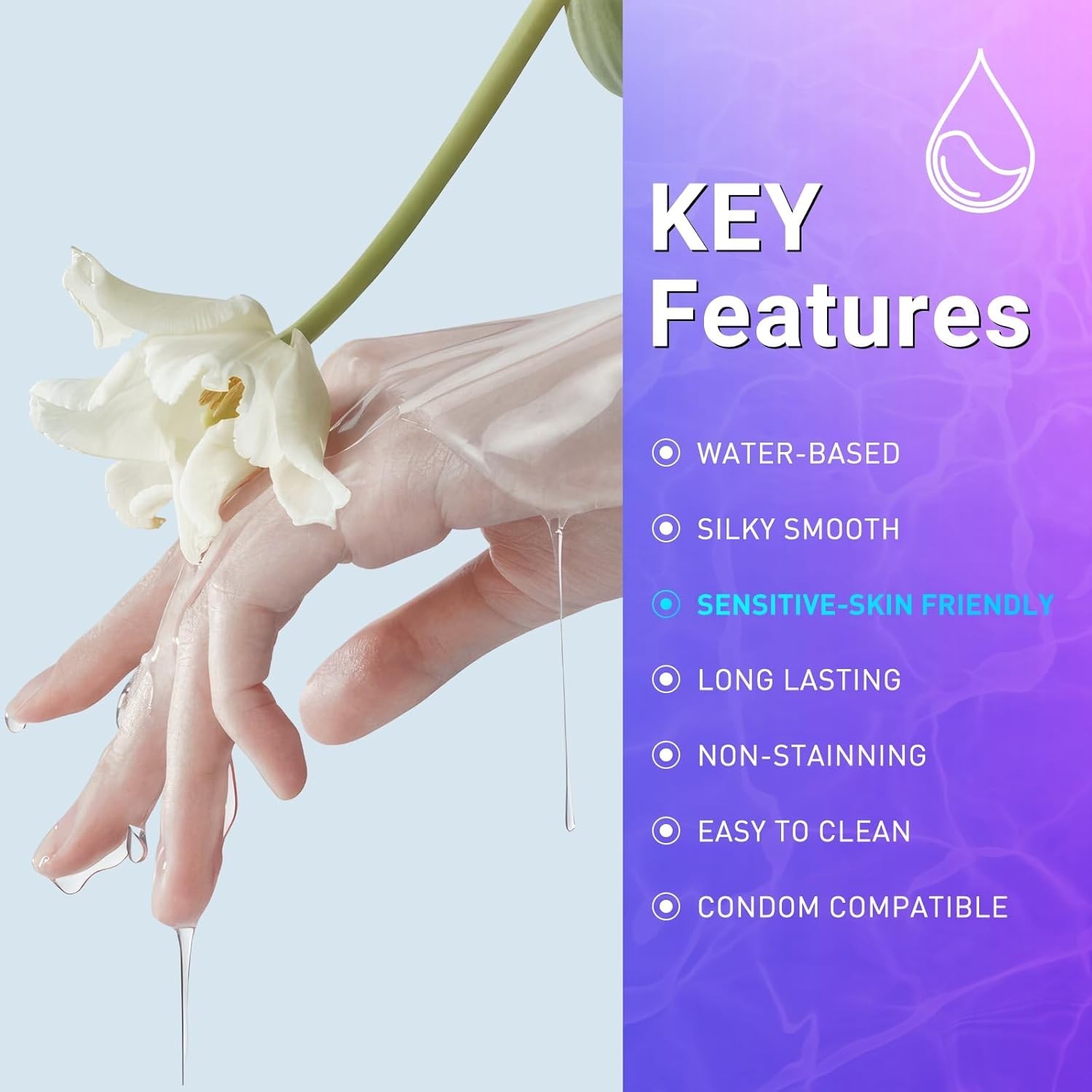 Water Based Lube 8.6 Fl Oz Personal Lubricant Long-Lasting Non-Staining Gentle
