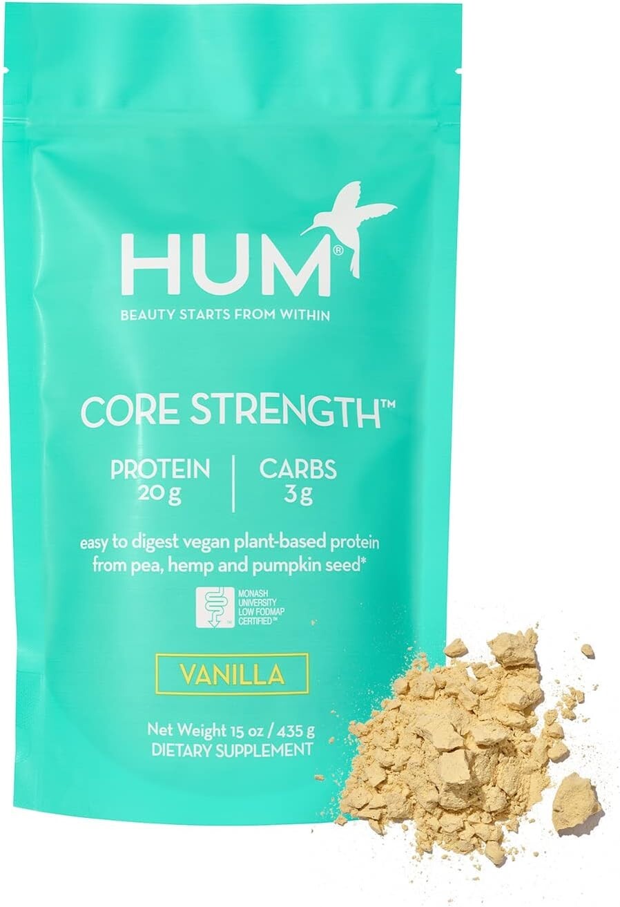 HUM Core Strength Vanilla Protein Powder -Digestion Friendly Vegan (15 Servings)