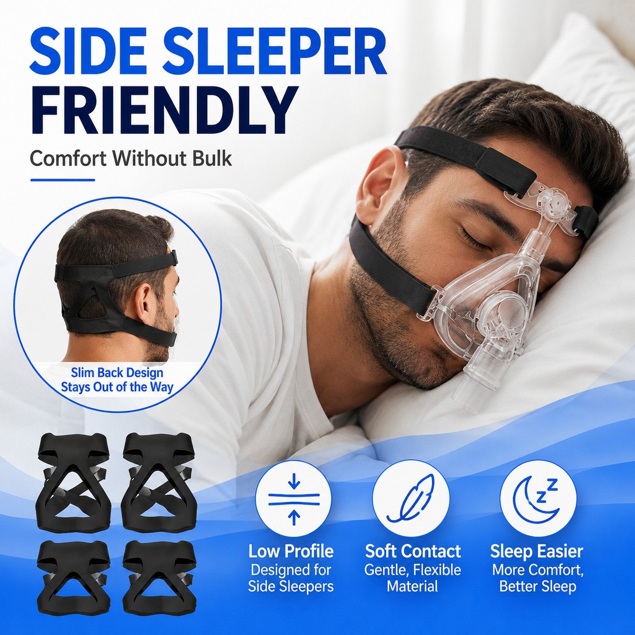 4 Pack CPAP Mask Headgear Replacement Strap Soft Elastic Universal Fit Kit