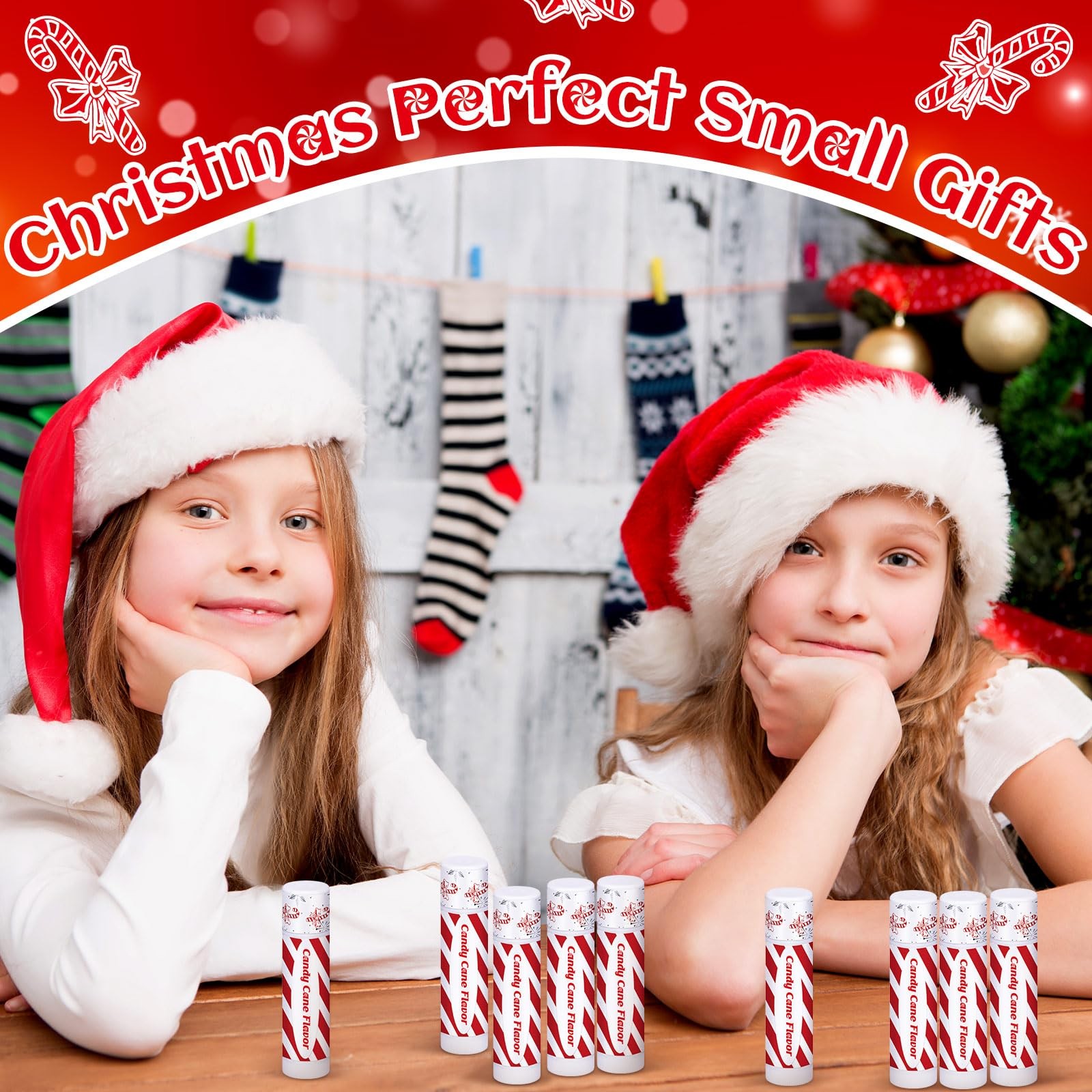 150 Pack Christmas Lip Balms Bulk Christmas Candy Peppermint Cane Scented Hol…
