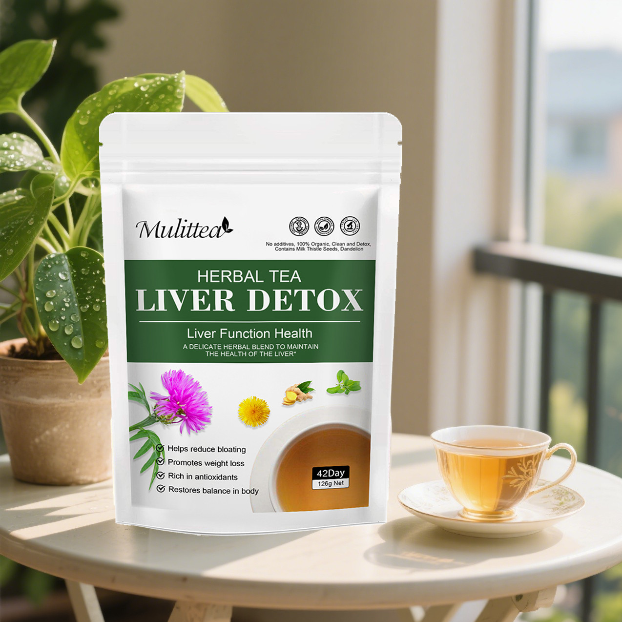 Liver Cleanse & Detox Support Milk Thistle Dandelion Natural Herbal Tea