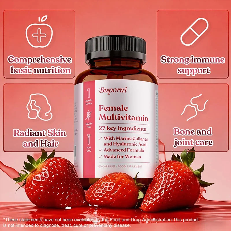 Female Multivitamin 60pcs, Promote Collagen Production, Supports Cellular Energy