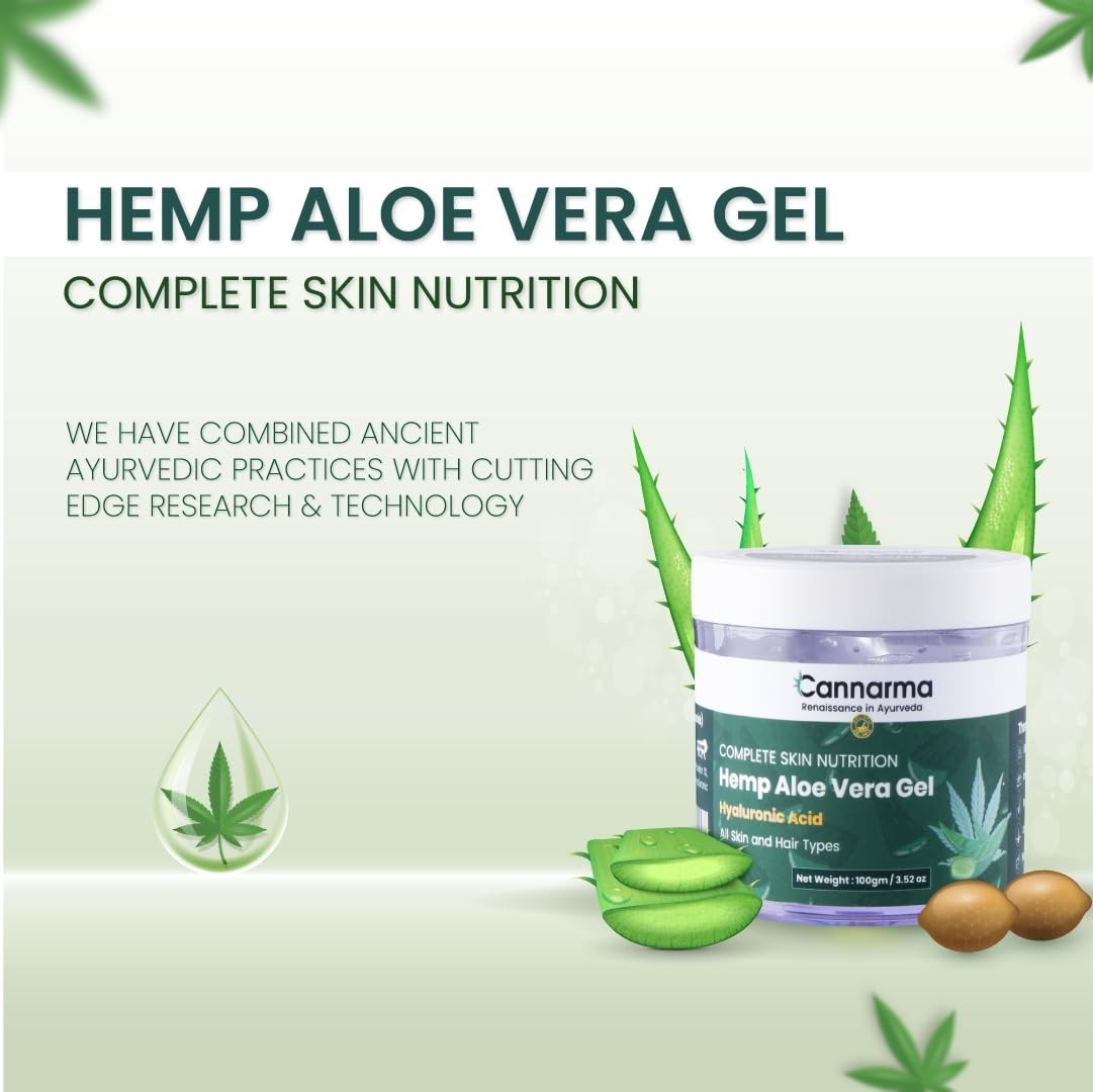 Cannarma Hemp Aloe Vera Gel 100g Glowing & Soothing Skin For All Hair, Skin Type