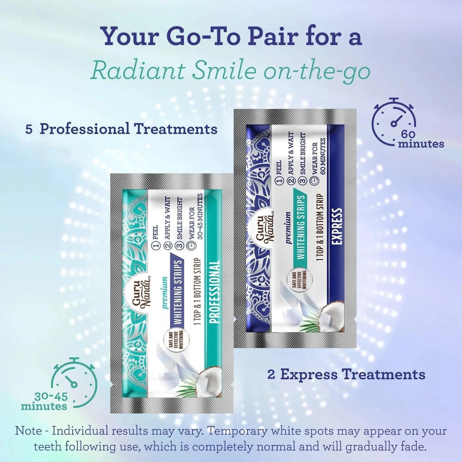 GuruNanda Teeth Whitening Strips – 7-Day Treatment with Non-Slip,