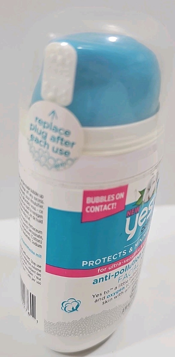 Yes to Cotton Anti-Pollution Oxygenated Facial Mask 2 fl oz / 60 ml. NEW