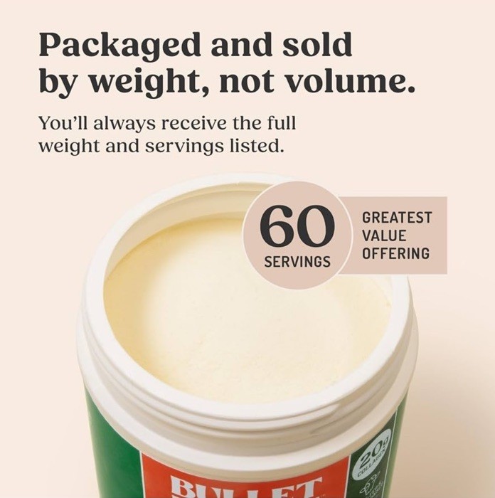 Bulletproof Collagen Peptides Powder Unflavored Grass Fed 24.3oz 60 Servings