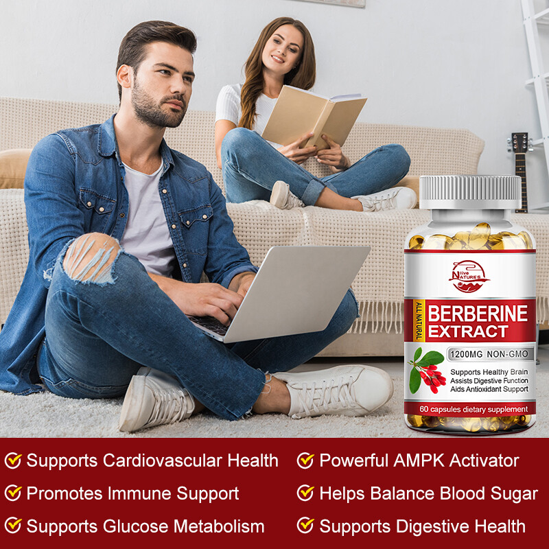 Qty60/120 Berberine HCL Supplement 1200mg Cardiovascular & Blood Sugar Support