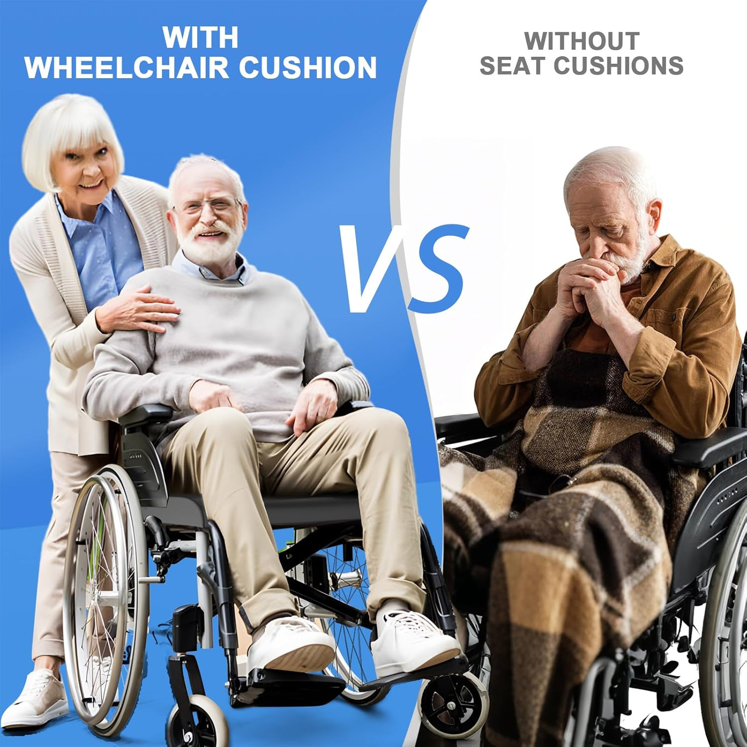 Wheelchair Cushions, 18»X16»X 3» Gel Wheelchair Seat Cushion with Lumbar Pill