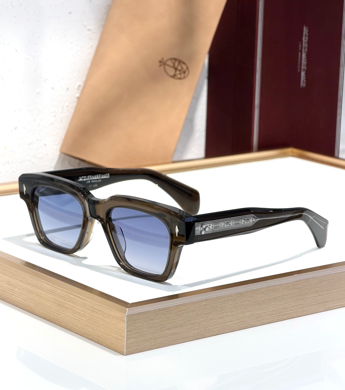JACQUES MARIE MAGE Fellini 10mm Acetate Sunglasses Smoke Grey Blue Lens 51mm