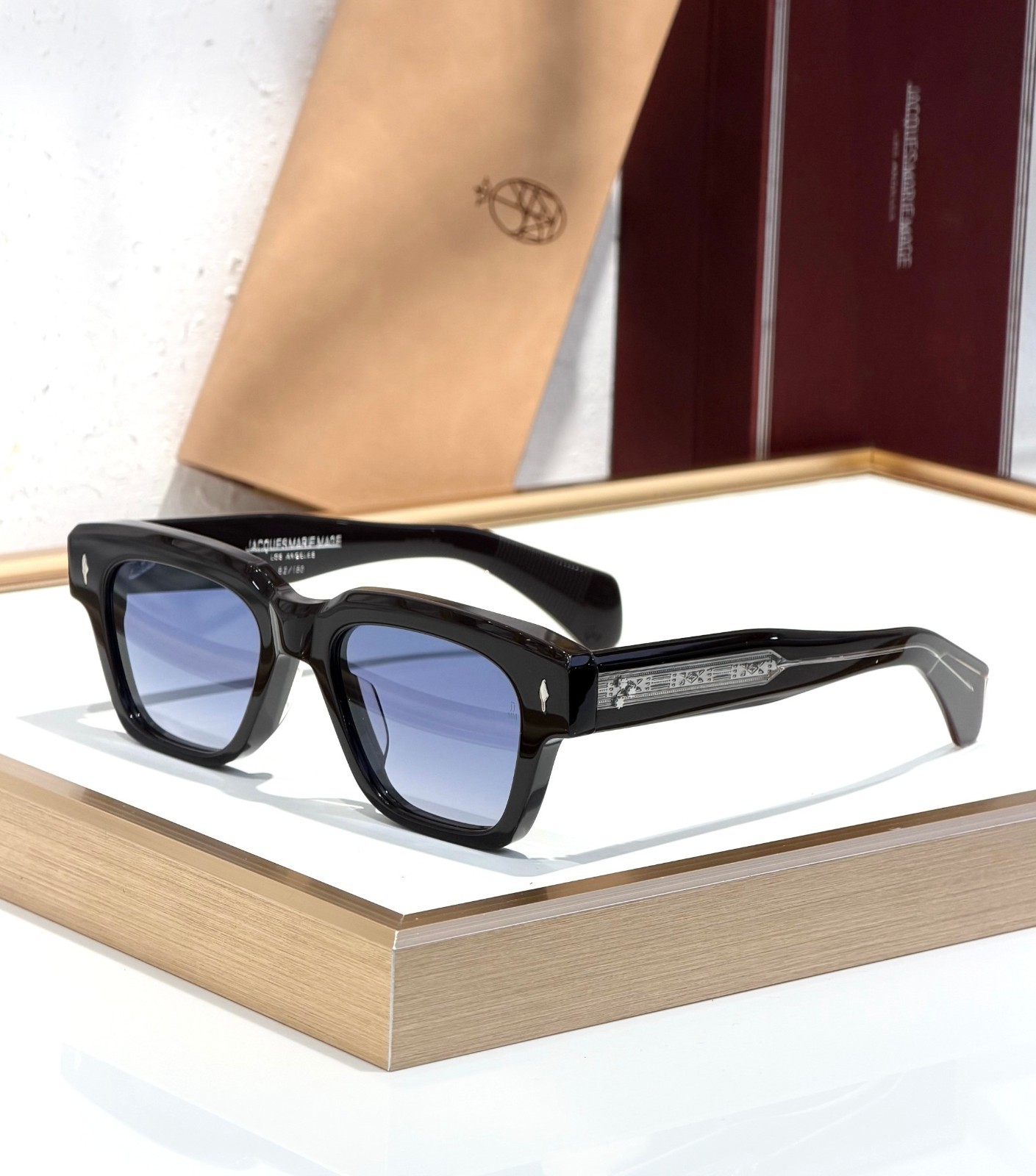 JACQUES MARIE MAGE Fellini 10mm Acetate Sunglasses Smoke Grey Blue Lens 51mm