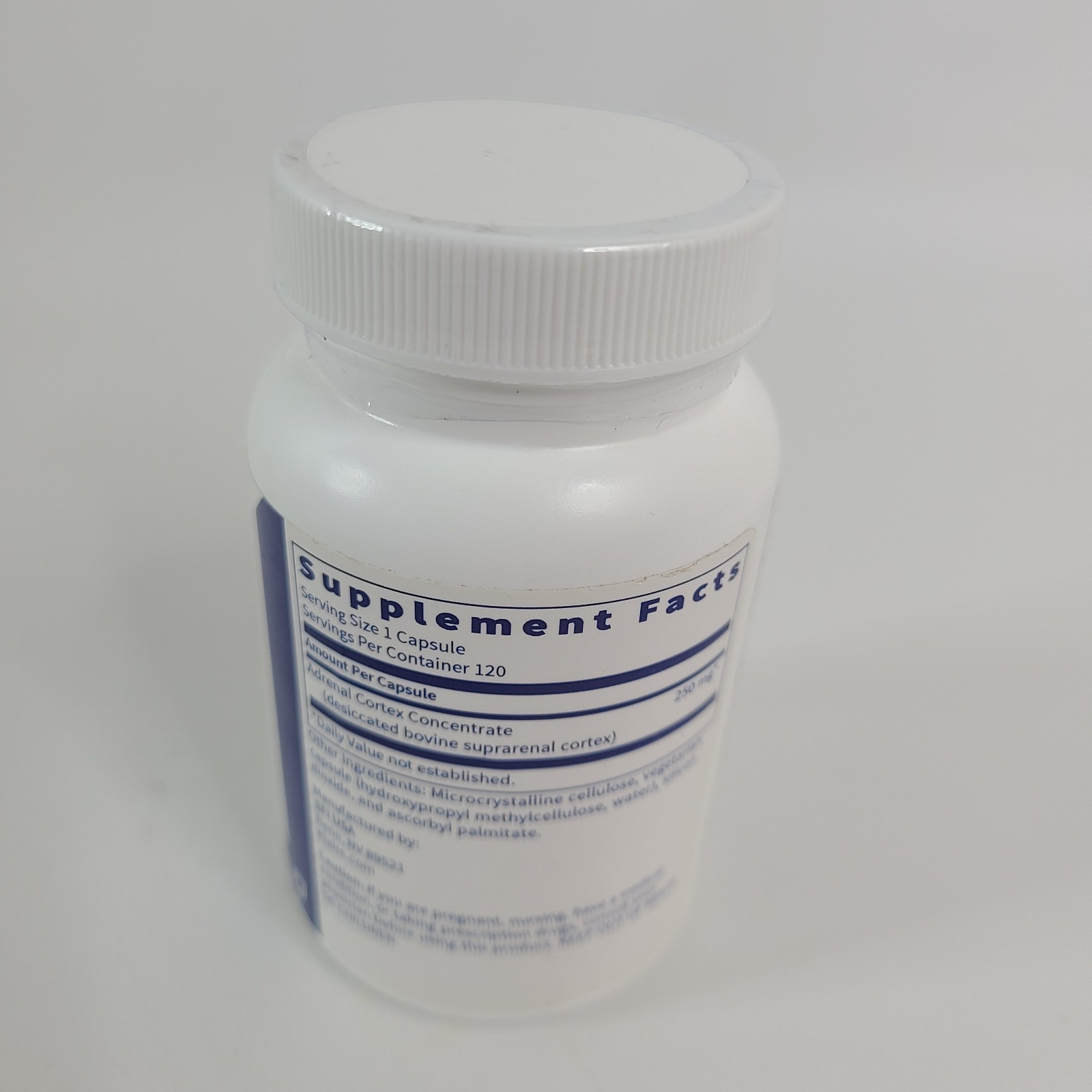Klaire Labs SFI Adrenal Cortex 250 MG Natural Hypoallergenic 120 Caps 10/2025
