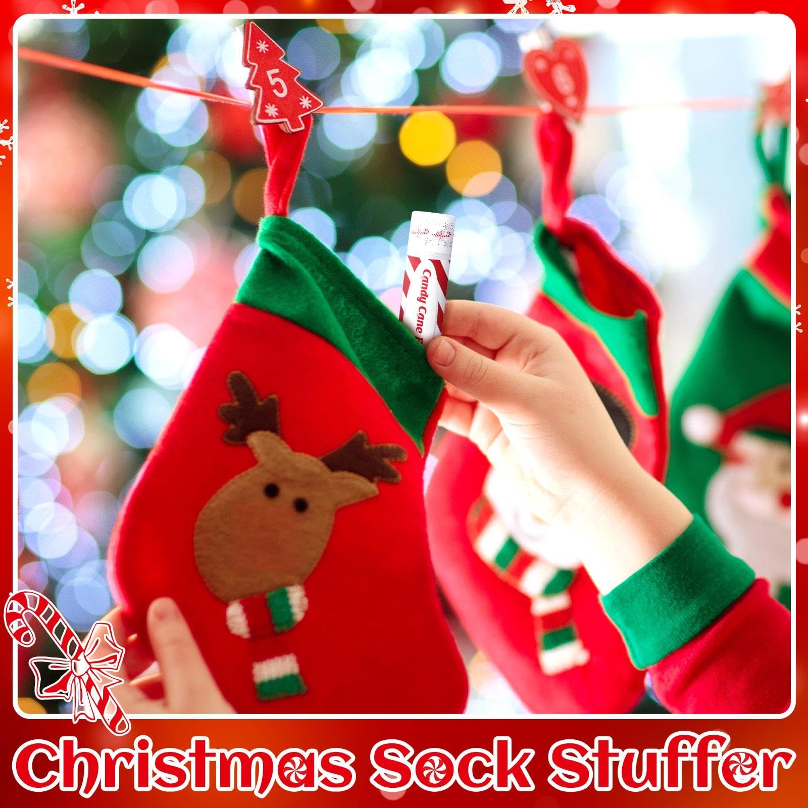 150 Pack Christmas Lip Balms Bulk Christmas Candy Peppermint Cane Scented Hol…