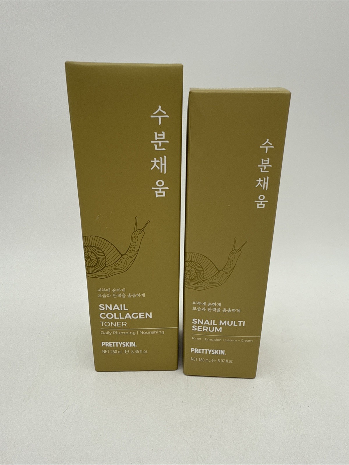 Prettyskin Snail Collagen SERUM & TONER SET DAILY PLUMPING NOURISHING NEW