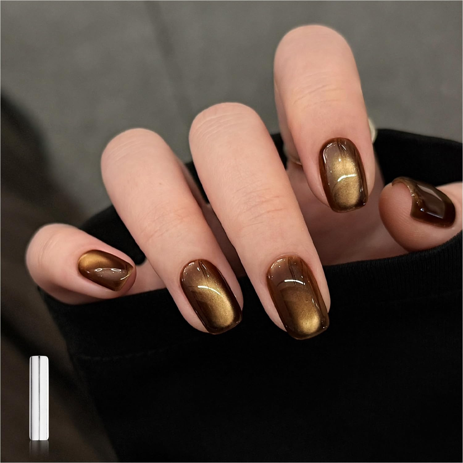 Jelly Brown Cat Eye Gel Nail Polish 16ml Holographic Glitter UV Magnet Gel