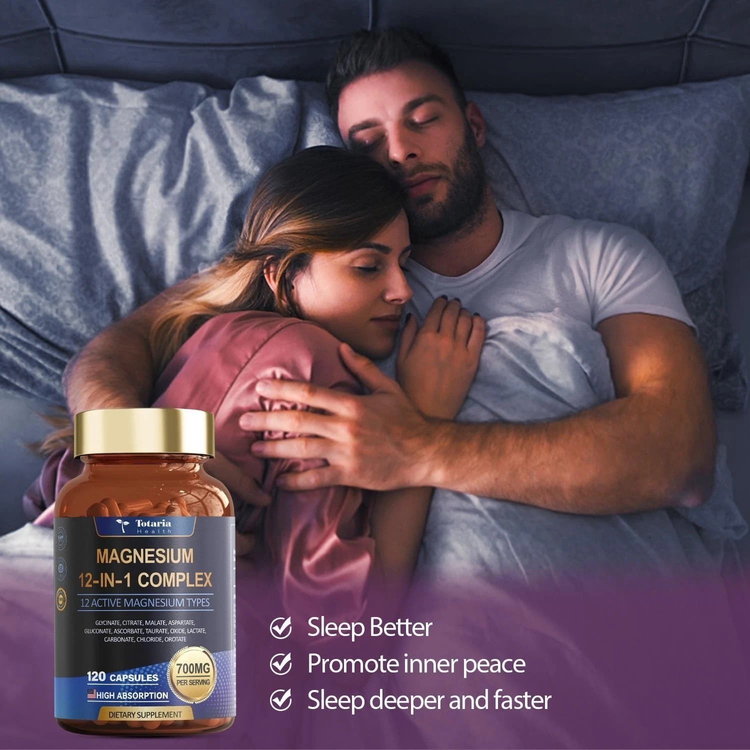 LUXRY NEW Magnesium Complex 700mg 12 in 1 Magnesium Supplement with 120 Counts
