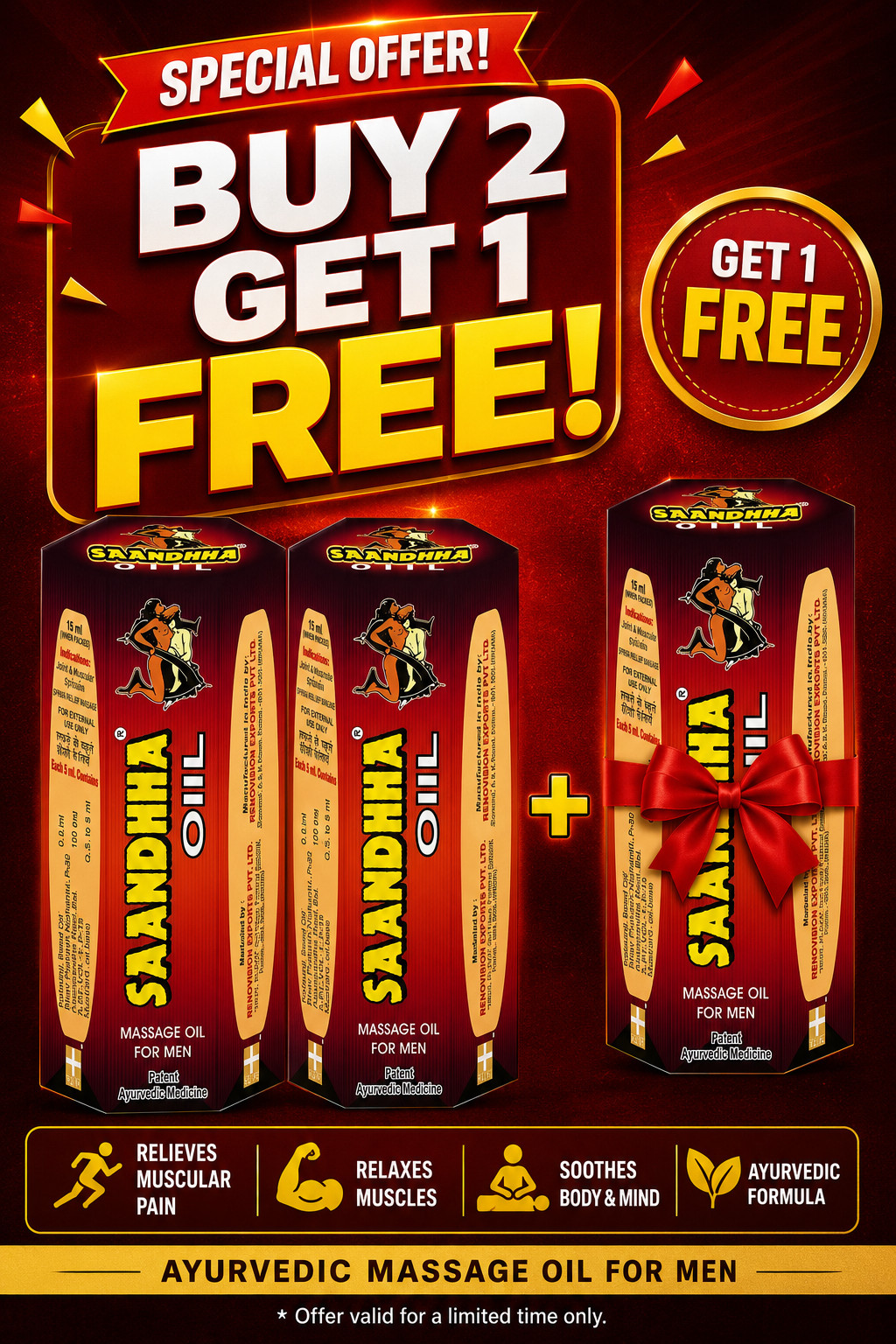 Saandhha Sanda Penis Organ Enlargement Oil – 15ml Buy 2 Get 1 Free ( Free Ship)