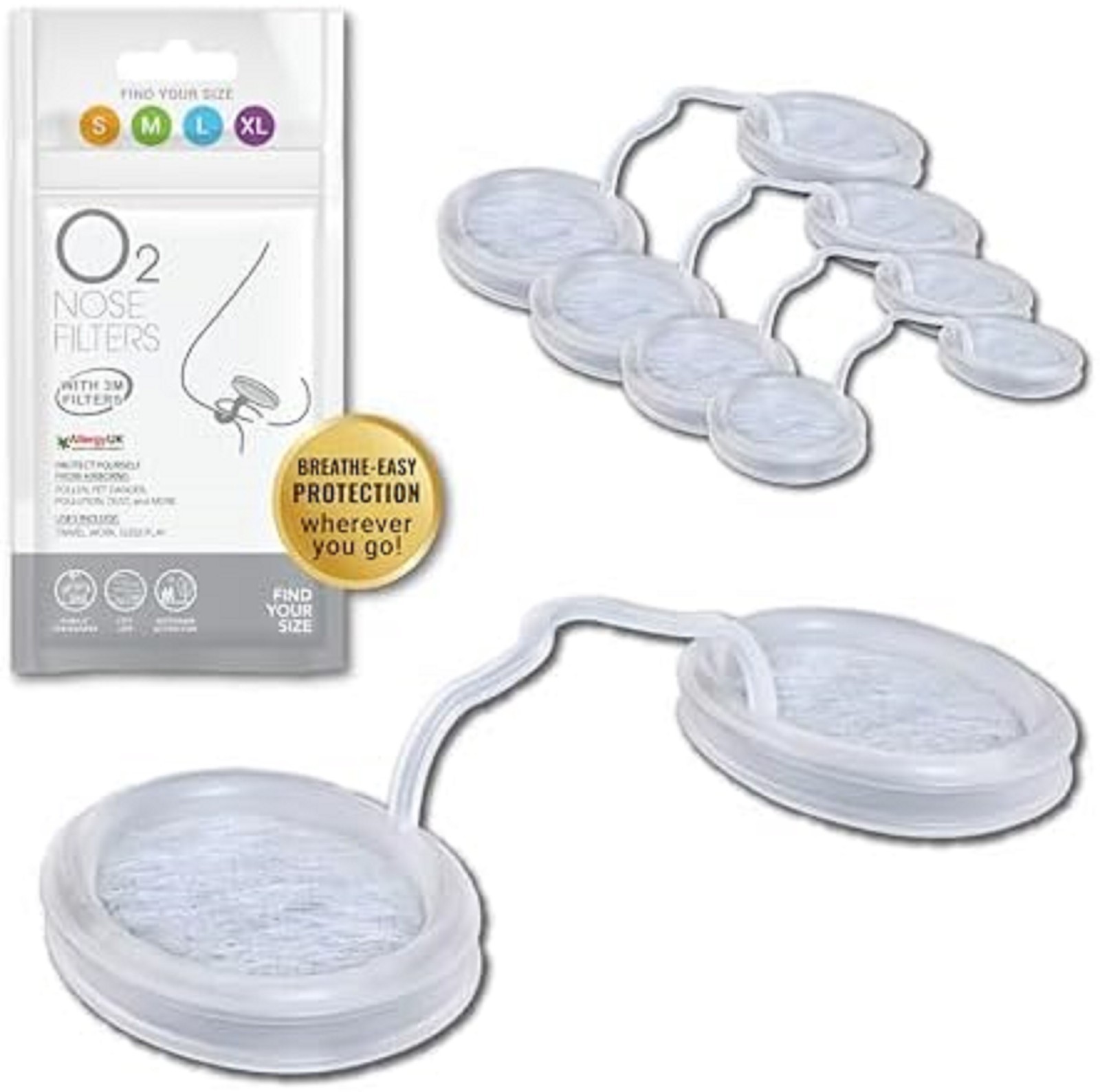 Trial Pack 4 Sizes O2 Nose Filters with 3M Filtration – Nasal Screens for Allerg