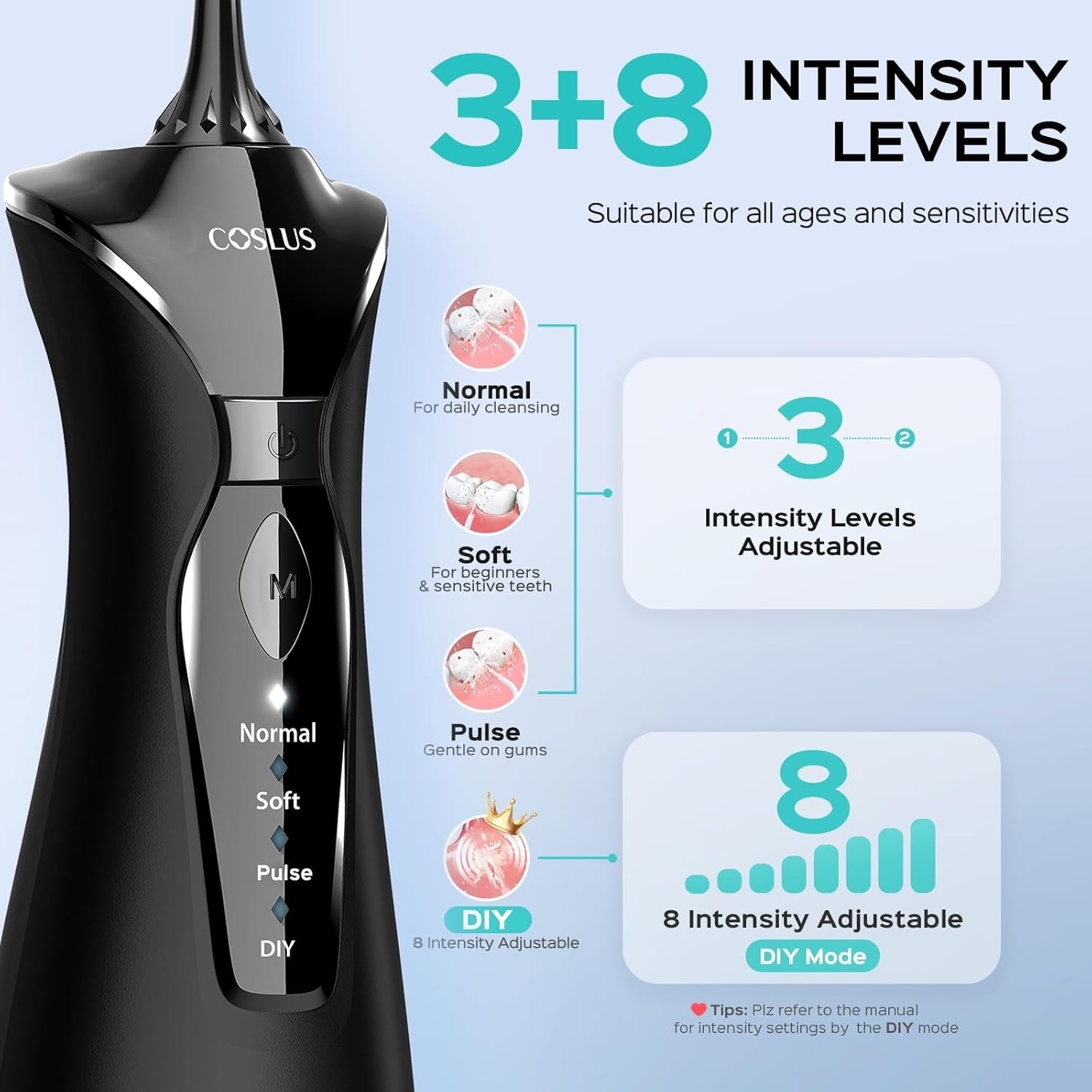 C30 Rechargeable Water Dental Flosser: Waterproof, Gentle 4 Modes for All Ages
