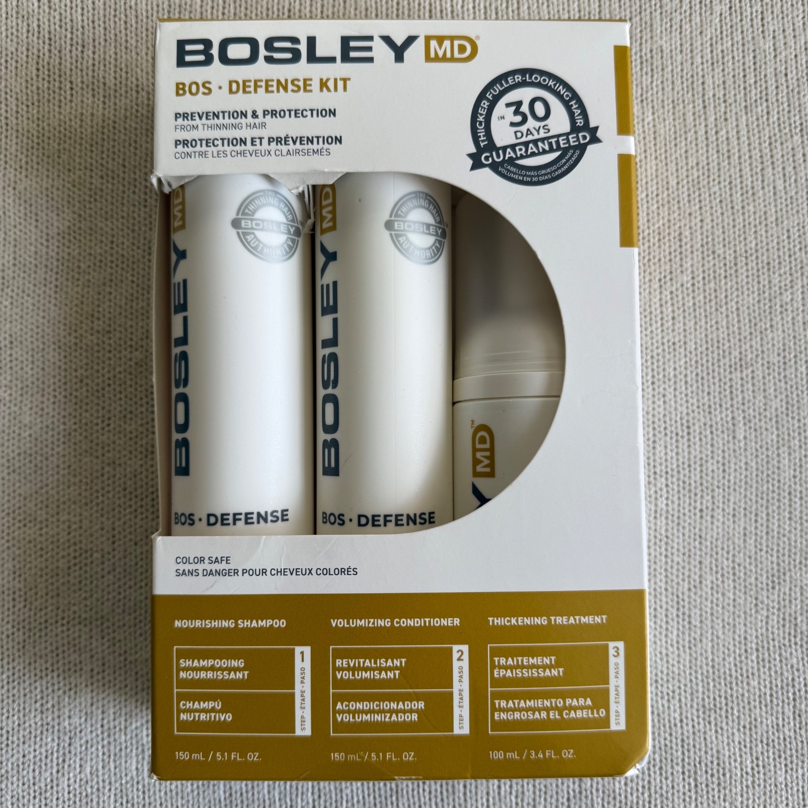 BOSLEY MD BosDefense Color Safe Starter Kit 30 Days Thicker Fuller Hair NEW
