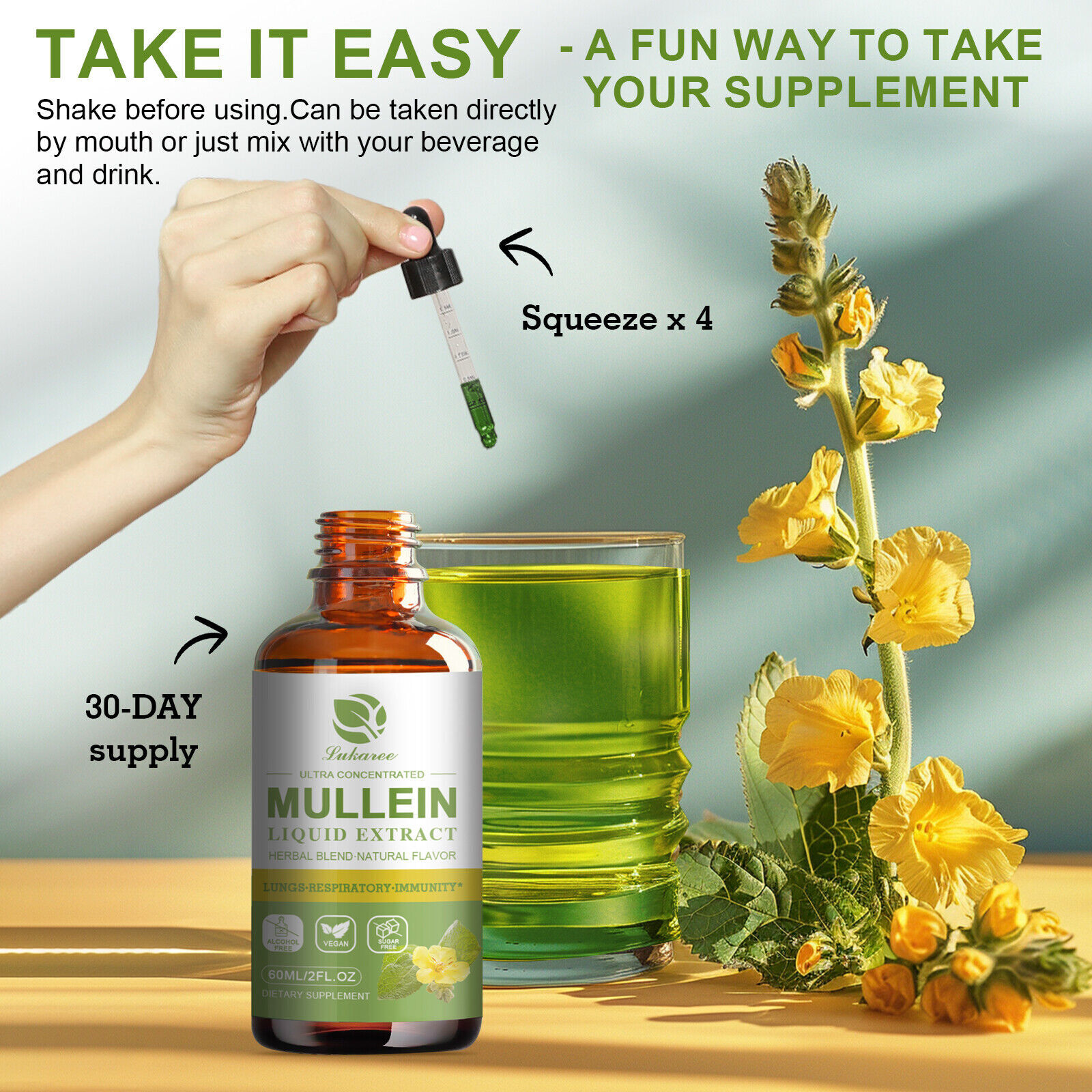 Natural Mullein Drops Mullein Leaf Tea For Lung Cleanse Respiratory Health