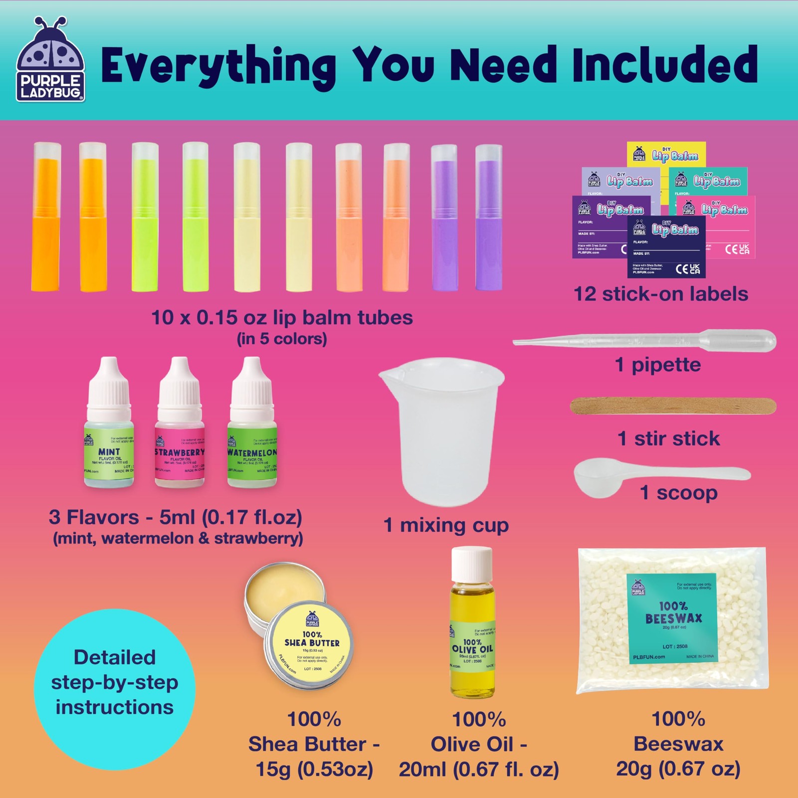 PURPLE LADYBUG DIY Lip Balm Making Kit – STEM Gifts for 10 Year Old Girl & Great