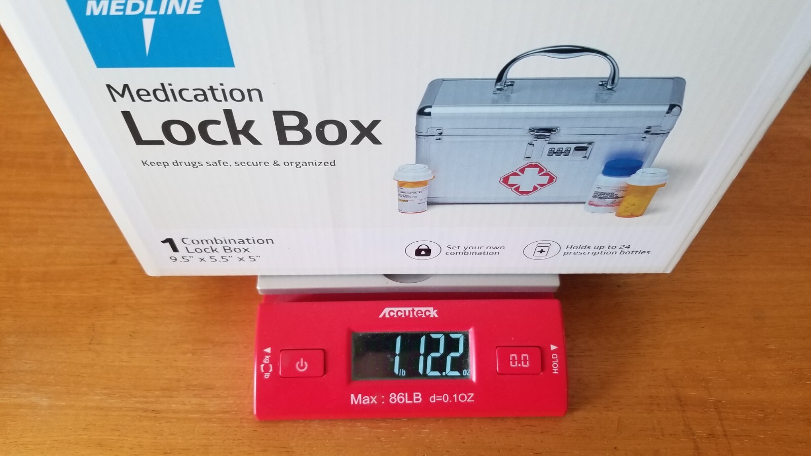 Medline Medication Lock Box Programmable Combination & Removable Tray Holds 24