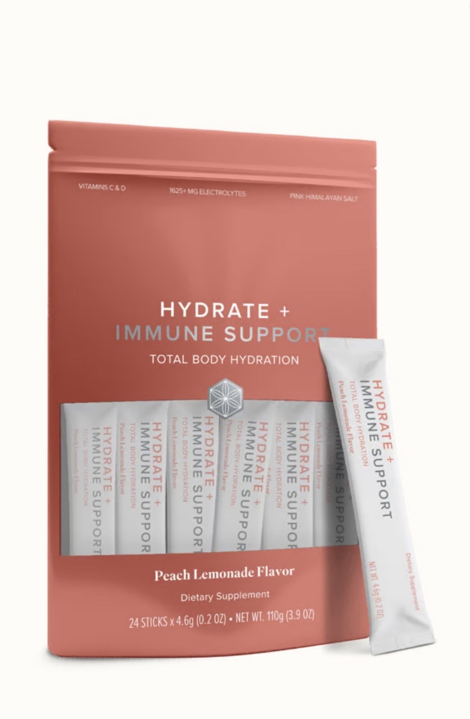 Isagenix Hydrate + Immune Support Peach Lemonade 24 Sticks Free Shipping